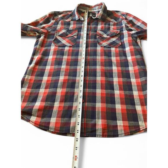 Buffalo Jeans Men’s Shirt L Cotton Red Plaid Long Sleeve Button Up Excellent Con - Picture 3 of 10